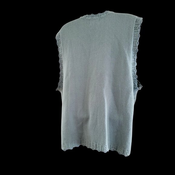 Vtg 90s Cottage core Gramma core Knitted Sleeveless Cardigan Vest - Picture 4 of 14